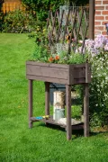 dobar® 58188e rollbares Hochbeet mit Rankgitter | Pflanzkasten auf Rollen | Blumenbeet aus Massiv-Holz | Schmales Kräuterbeet für Garten/Terrasse/Balkon | 79 x 28,5 x 130 cm | Grau - Thumbnail 5