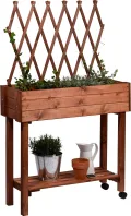 dobar® 58188e rollbares Hochbeet mit Rankgitter | Pflanzkasten auf Rollen | Blumenbeet aus Massiv-Holz | Schmales Kräuterbeet für Garten/Terrasse/Balkon | 79 x 28,5 x 130 cm | Grau - Thumbnail 7