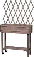 dobar® 58188e rollbares Hochbeet mit Rankgitter | Pflanzkasten auf Rollen | Blumenbeet aus Massiv-Holz | Schmales Kräuterbeet für Garten/Terrasse/Balkon | 79 x 28,5 x 130 cm | Grau - Thumbnail 1