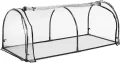 Relaxdays Folienfrühbeet, Gewächshaus Aufzucht, HBT: 50 x 130 x 60 cm, Frühbeet Tunnel mit Tür, PVC, transparent/schwarz - Thumbnail 1