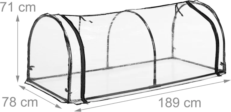 Relaxdays Folienfrühbeet, HBT: 71 x 189 x 78 cm, breite Tür, Frühbeet Tunnel, Aufzucht, Gewächshaus, PVC, transparent – Bild 6