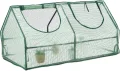 Relaxdays Folienfrühbeet, HBT: 60 x 120 x 60 cm, 2 Fenster, Spitzdach, Frühbeet, Aufzucht, Gewächshaus, PE, dunkelgrün - Thumbnail 1