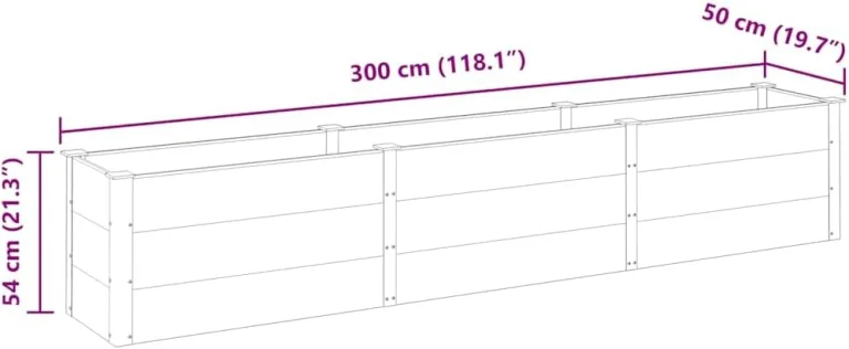 vidaXL Garten Hochbeet Pflanzkasten Gemüsebeet Blumenbeet Pflanzbeet Kräuterbeet Gartenbeet Blumenkasten Witterungsbeständig 300x50x54cm WPC Grau – Bild 4