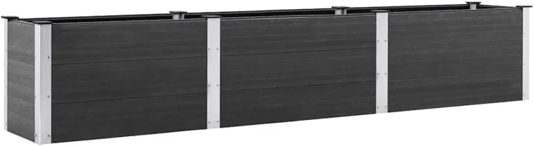 vidaXL Garten Hochbeet Pflanzkasten Gemüsebeet Blumenbeet Pflanzbeet Kräuterbeet Gartenbeet Blumenkasten Witterungsbeständig 300x50x54cm WPC Grau – Bild 1