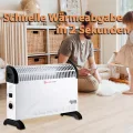DONYER POWER 2KW Konvektor mit Thermostat – Leise – Wandmontage | 3 Heizstufen (750W/1250W/2000W) – Leiser Betrieb – Stand- & Wandmontage – Sofort einsatzbereit - Thumbnail 2