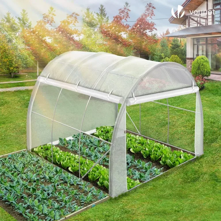 VOUNOT® Gewächshaus Foliengewächshaus, Seitenwände Aufrollbar Winterfest, Tomatenhaus Folientunnel, 3x2x2m 6m², Weiß – Bild 4