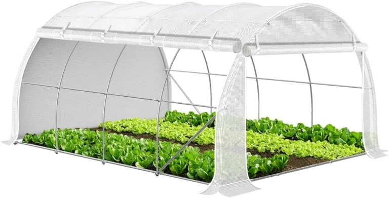 VOUNOT® Gewächshaus Foliengewächshaus, Seitenwände Aufrollbar Winterfest, Tomatenhaus Folientunnel, 4x3x2m 12m², Weiß – Bild 1