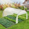 VOUNOT® Gewächshaus Foliengewächshaus, Seitenwände Aufrollbar Winterfest, Tomatenhaus Folientunnel, 4x3x2m 12m², Weiß - Thumbnail 4