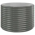 vidaXL Hochbeet, Wetterfestes Hochbeet für Garten Balkon Terrasse, Kräuterhochbeet zum Selber Bauen, Pflanzkasten aus Metall, Pulverbeschichteter Stahl Silbern - Thumbnail 10