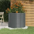 vidaXL Pflanzkübel Blumenkübel Hochbeet Blumenkasten Pflanzgefäß Pflanzkasten Blumentopf Garten Verzinkter Stahl 80x80x68cm Anthrazit - Thumbnail 3