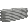 vidaXL Hochbeet, Wetterfestes Hochbeet für Garten Balkon Terrasse, Kräuterhochbeet zum Selber Bauen, Pflanzkasten aus Metall, Verzinkter Stahl Grau - Thumbnail 1