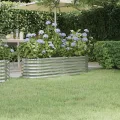 vidaXL Hochbeet, Wetterfestes Hochbeet für Garten Balkon Terrasse, Kräuterhochbeet zum Selber Bauen, Pflanzkasten aus Metall, Verzinkter Stahl Silbern - Thumbnail 2