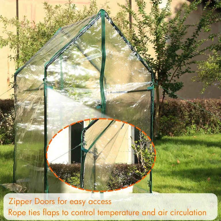 Gardzen Mini-Gewächshaus, robust, tragbar, transparentes Zelt, kleines Gewächshaus für Innen- und Außenbereich, 91,9 cm (L) x 91,9 cm (B) x 150 cm (H) – Bild 4