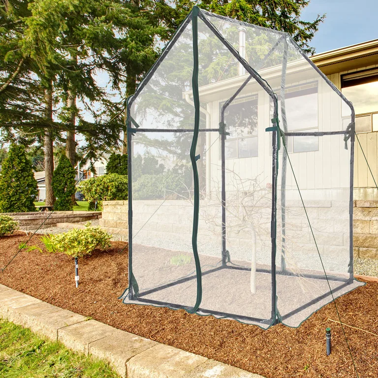 Gardzen Mini-Gewächshaus, robust, tragbar, transparentes Zelt, kleines Gewächshaus für Innen- und Außenbereich, 91,9 cm (L) x 91,9 cm (B) x 150 cm (H) – Bild 7