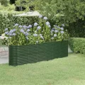 vidaXL Hochbeet, Wetterfestes Hochbeet für Garten Balkon Terrasse, Kräuterhochbeet zum Selber Bauen, Pflanzkasten aus Metall, Verzinkter Stahl Grün - Thumbnail 2