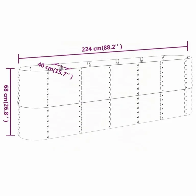 vidaXL Hochbeet, Wetterfestes Hochbeet für Garten Balkon Terrasse, Kräuterhochbeet zum Selber Bauen, Pflanzkasten aus Metall, Verzinkter Stahl Grau – Bild 3