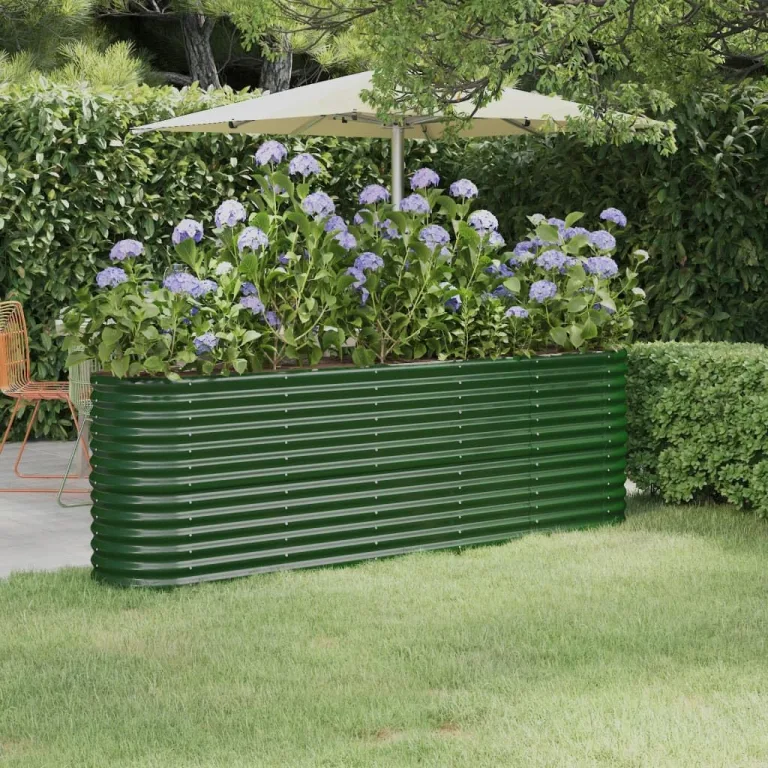 vidaXL Hochbeet, Wetterfestes Hochbeet für Garten Balkon Terrasse, Kräuterhochbeet zum Selber Bauen, Pflanzkasten aus Metall, Verzinkter Stahl Grün – Bild 2