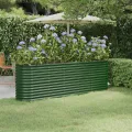 vidaXL Hochbeet, Wetterfestes Hochbeet für Garten Balkon Terrasse, Kräuterhochbeet zum Selber Bauen, Pflanzkasten aus Metall, Verzinkter Stahl Grün - Thumbnail 2