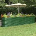 vidaXL Hochbeet, Wetterfestes Hochbeet für Garten Balkon Terrasse, Kräuterhochbeet zum Selber Bauen, Pflanzkasten aus Metall, Verzinkter Stahl Grün - Thumbnail 10