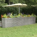 vidaXL Hochbeet, Wetterfestes Hochbeet für Garten Balkon Terrasse, Kräuterhochbeet zum Selber Bauen, Pflanzkasten aus Metall, Verzinkter Stahl Silbern - Thumbnail 2
