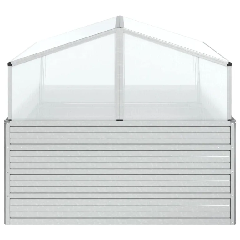 INLIFE Garten-Hochbeet mit Gewächshaus 100x100x85 cm Silber – Bild 3