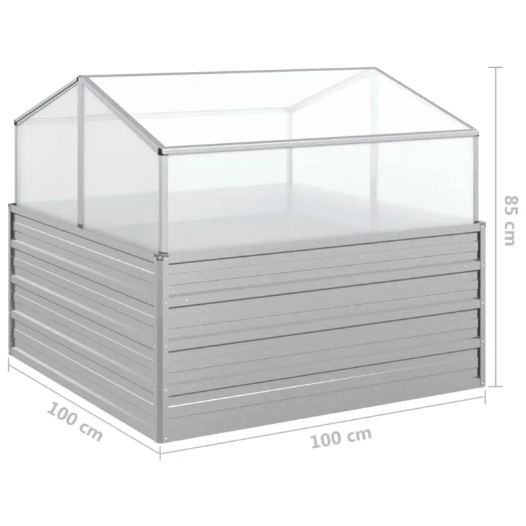 INLIFE Garten-Hochbeet mit Gewächshaus 100x100x85 cm Silber – Bild 6