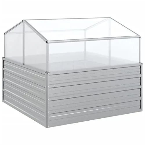 INLIFE Garten-Hochbeet mit Gewächshaus 100x100x85 cm Silber – Bild 8