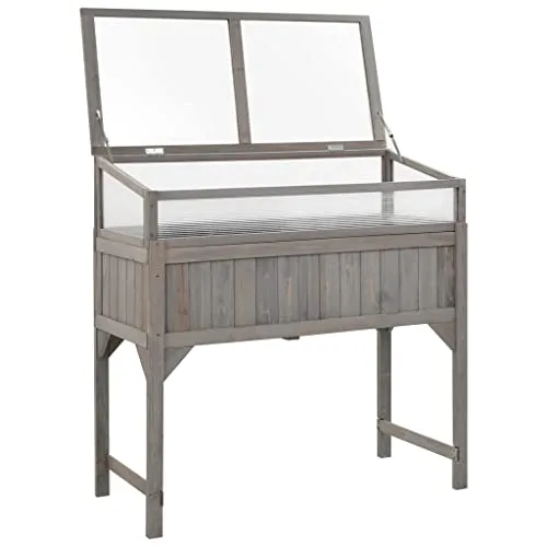INLIFE Hochbeet mit Gewächshaus 110x54x120 cm Massivholz Tanne – Bild 7