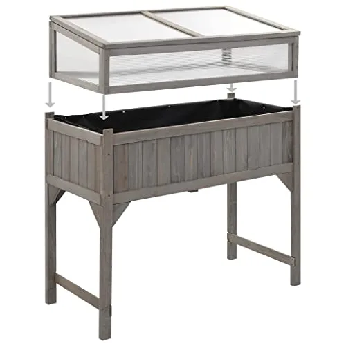 INLIFE Hochbeet mit Gewächshaus 110x54x120 cm Massivholz Tanne – Bild 9