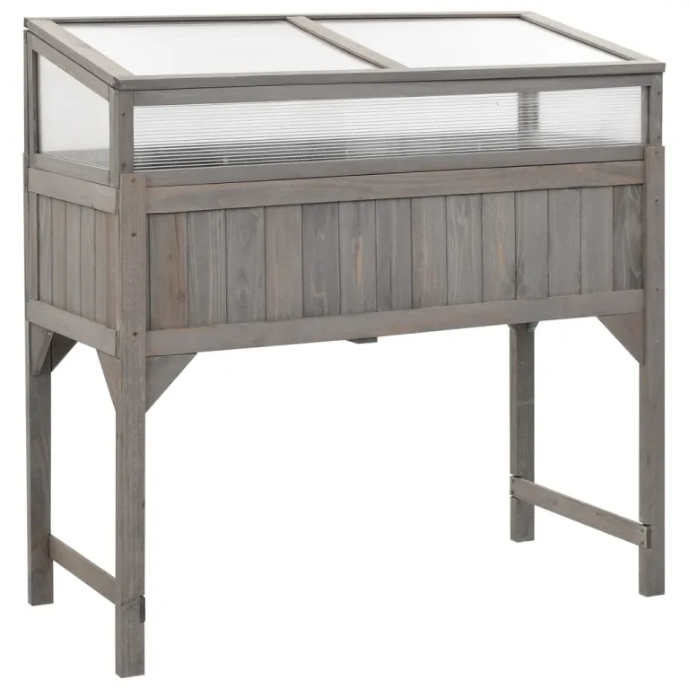 INLIFE Hochbeet mit Gewächshaus 110x54x120 cm Massivholz Tanne – Bild 1