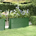 vidaXL Hochbeet, Wetterfestes Hochbeet für Garten Balkon Terrasse, Kräuterhochbeet zum Selber Bauen, Pflanzkasten aus Metall, Pulverbeschichteter Stahl Grün - Thumbnail 2