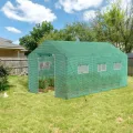 AufuN Foliengewächshaus Gewächshaus 4.5x2x2m für Tomaten, mit Gitternetzfolie und Fernster, Winterfest Folientunnel, Pflanzenhaus, Mehrweg,Schrägdach, Grün - Thumbnail 8