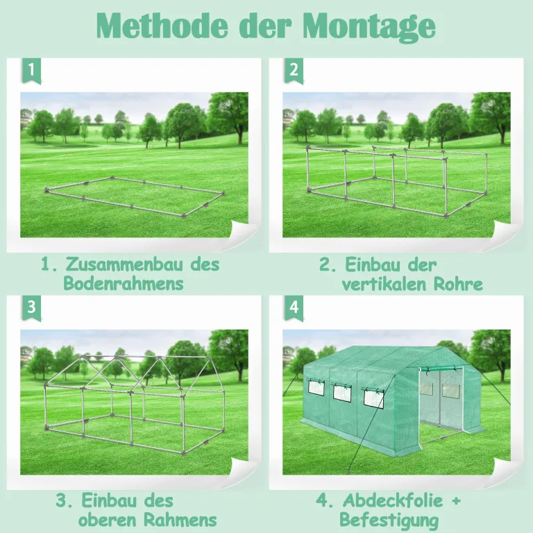 NAIZY Gewächshaus 3x2x2m 6㎡ Gewächshause HDPE+LDPE+Verzinktes Rohr Greenhouse mit Fenster Tomatenhaus Winterfest UV-Schutz für Garten Pflanze, Grün – Bild 8