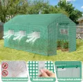 AufuN Gewächshaus Tomatengewächshaus 3x2x2m für Tomaten, mit Gitternetz und Fernster, Winterfest Treibhaus, Pflanzenhaus, Mehrweg,Schrägdach, Grün - Thumbnail 7