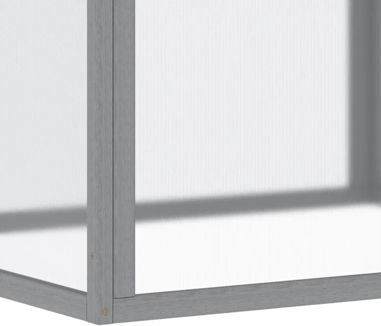 Outsunny Frühbeet Treibhaus Gewächshaus Frühbeetkasten Pflanzenbeet mit Abdeckung aus Holz und Polycarbonat wetterfest Hellgrau 90 x 80 x 58 cm – Bild 6