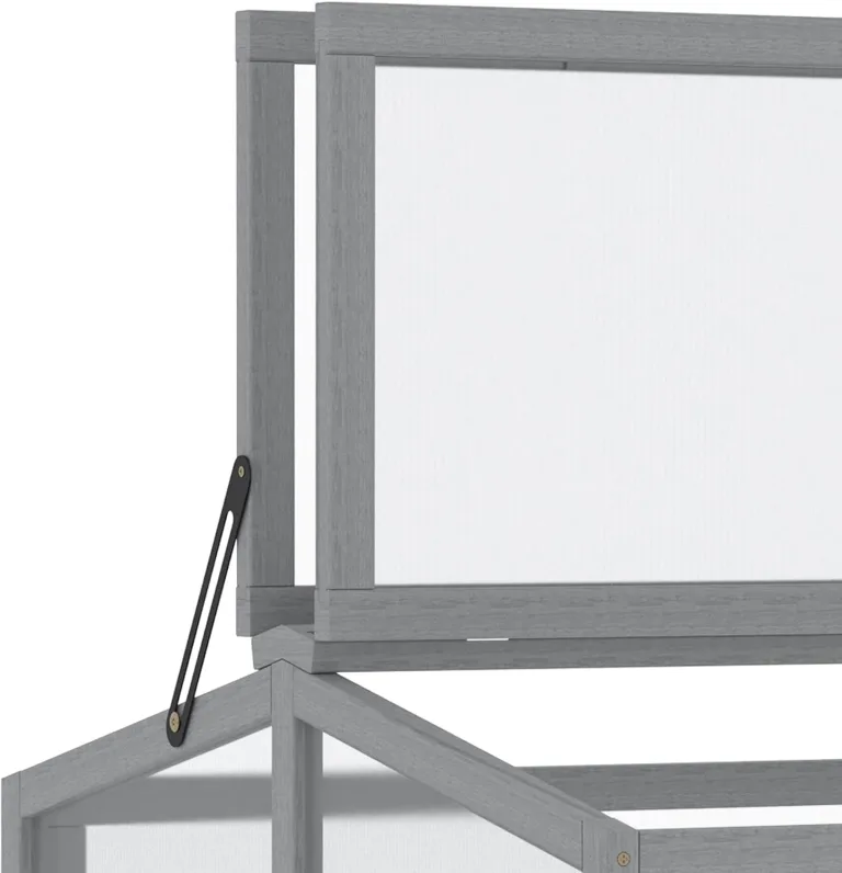 Outsunny Frühbeet Treibhaus Gewächshaus Frühbeetkasten Pflanzenbeet mit Abdeckung aus Holz und Polycarbonat wetterfest Hellgrau 90 x 80 x 58 cm – Bild 8