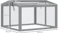 Outsunny Frühbeet Treibhaus Gewächshaus Frühbeetkasten Pflanzenbeet mit Abdeckung aus Holz und Polycarbonat wetterfest Hellgrau 90 x 80 x 58 cm - Thumbnail 7
