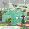 YRHome Gartengewächshäuser Gewächshaus Tomatenhaus Foliengewächshaus Folientunnel Treibhaus Folienzelt Frühbeet Gemüse Pflanzenhaus Gartenhaus mit Fenster für Garten Pflanze Grün 3x2x2m 6m² - Thumbnail 6
