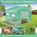 YRHome Gartengewächshäuser Gewächshaus Tomatenhaus Foliengewächshaus Folientunnel Treibhaus Folienzelt Frühbeet Gemüse Pflanzenhaus Gartenhaus mit Fenster für Garten Pflanze Grün 3x2x2m 6m² - Thumbnail 8