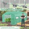 Gartengewächshäuser Gewächshaus Tomatenhaus Foliengewächshaus Folientunnel Treibhaus Folienzelt Frühbeet Gemüse Pflanzenhaus Gartenhaus mit Fenster für Garten Pflanze Grün 4,5x2x2m 9m² - Thumbnail 6