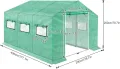 Gartengewächshäuser Gewächshaus Tomatenhaus Foliengewächshaus Folientunnel Treibhaus Folienzelt Frühbeet Gemüse Pflanzenhaus Gartenhaus mit Fenster für Garten Pflanze Grün 4,5x2x2m 9m² - Thumbnail 2