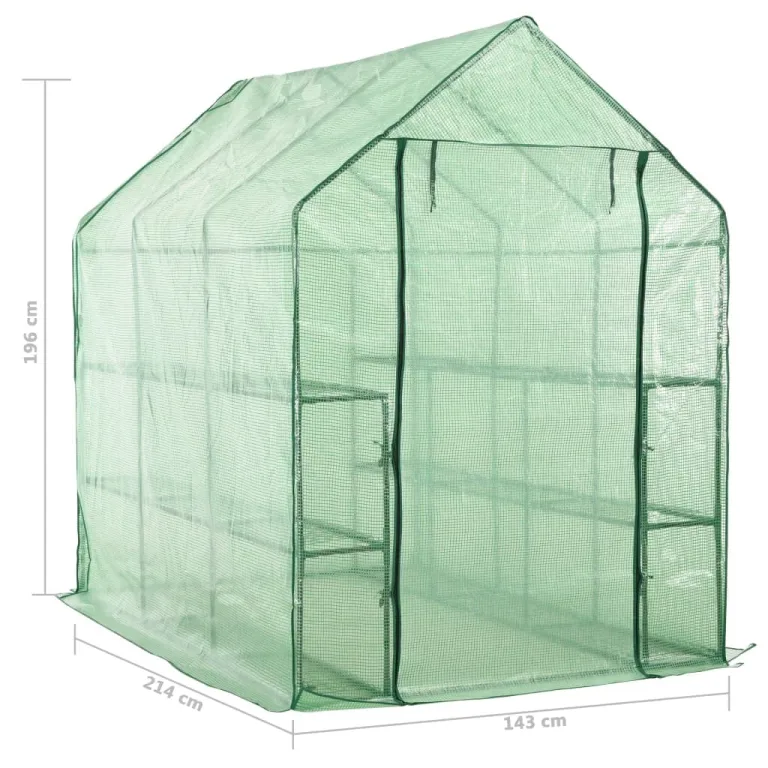 INLIFE Begehbares Gewächshaus mit 12 Regalen Stahl 143 x 214 x 196 cm – Bild 5