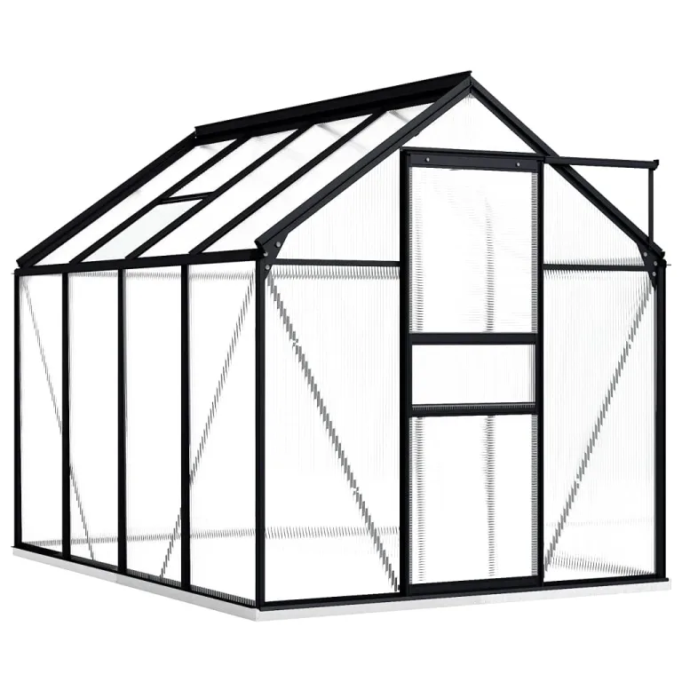 INLIFE Gewächshaus mit Fundamentrahmen Anthrazit Aluminium 4,75 m³ – Bild 1