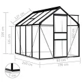 INLIFE Gewächshaus mit Fundamentrahmen Anthrazit Aluminium 4,75 m³ - Thumbnail 8