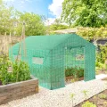 Froadp Gartengewächshäuser aus Verzinktes Rohr Tomatenhaus Winterfest Foliengewächshaus mit Gitternetzfolie Fenster Frostschutz Treibhaus Grün Gewächshaus für Garten Pflanze (6㎡, 3x2x2m) - Thumbnail 9