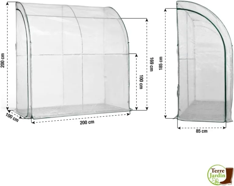 TERRE JARDIN - Gartengewächshaus 4 Jahreszeiten - Überwinterungsgewächshaus 2 x 2 x 1 m - Verstärkte wasserdichte Plane - wetterfest, frostsicher, UV-beständig - Robuste Stahlkonstruktion – Bild 3