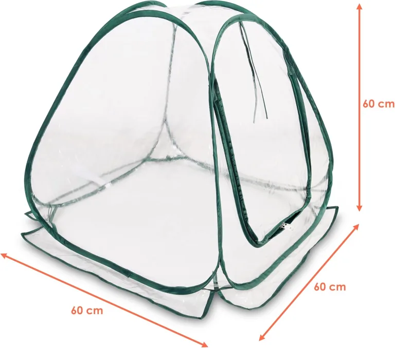 Mini Pop-Up Folien Gewächshaus 60 x 60 cm – Kleines Treibhaus für Gemüse, Blumen & Pilze – Transparentes PVC Überwinterungszelt für Pflanzen – Kein Aufbau Erforderlich – Bild 2