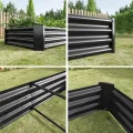Hochbeet Metall,Hochbeet Garten Pflanzkübel Blumenkasten 232x114x30cm Pflanzkasten Terrassen Gemüsebeet Pflanzbeet Verzinktem Hochbeete für Garten Metall Kaufen Cortenstahl Schwarz - Thumbnail 3