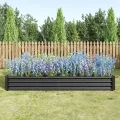 Hochbeet Metall,Hochbeet Garten Pflanzkübel Blumenkasten 232x114x30cm Pflanzkasten Terrassen Gemüsebeet Pflanzbeet Verzinktem Hochbeete für Garten Metall Kaufen Cortenstahl Schwarz - Thumbnail 4