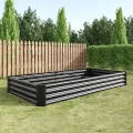 Hochbeet Metall,Hochbeet Garten Pflanzkübel Blumenkasten 232x114x30cm Pflanzkasten Terrassen Gemüsebeet Pflanzbeet Verzinktem Hochbeete für Garten Metall Kaufen Cortenstahl Schwarz - Thumbnail 6
